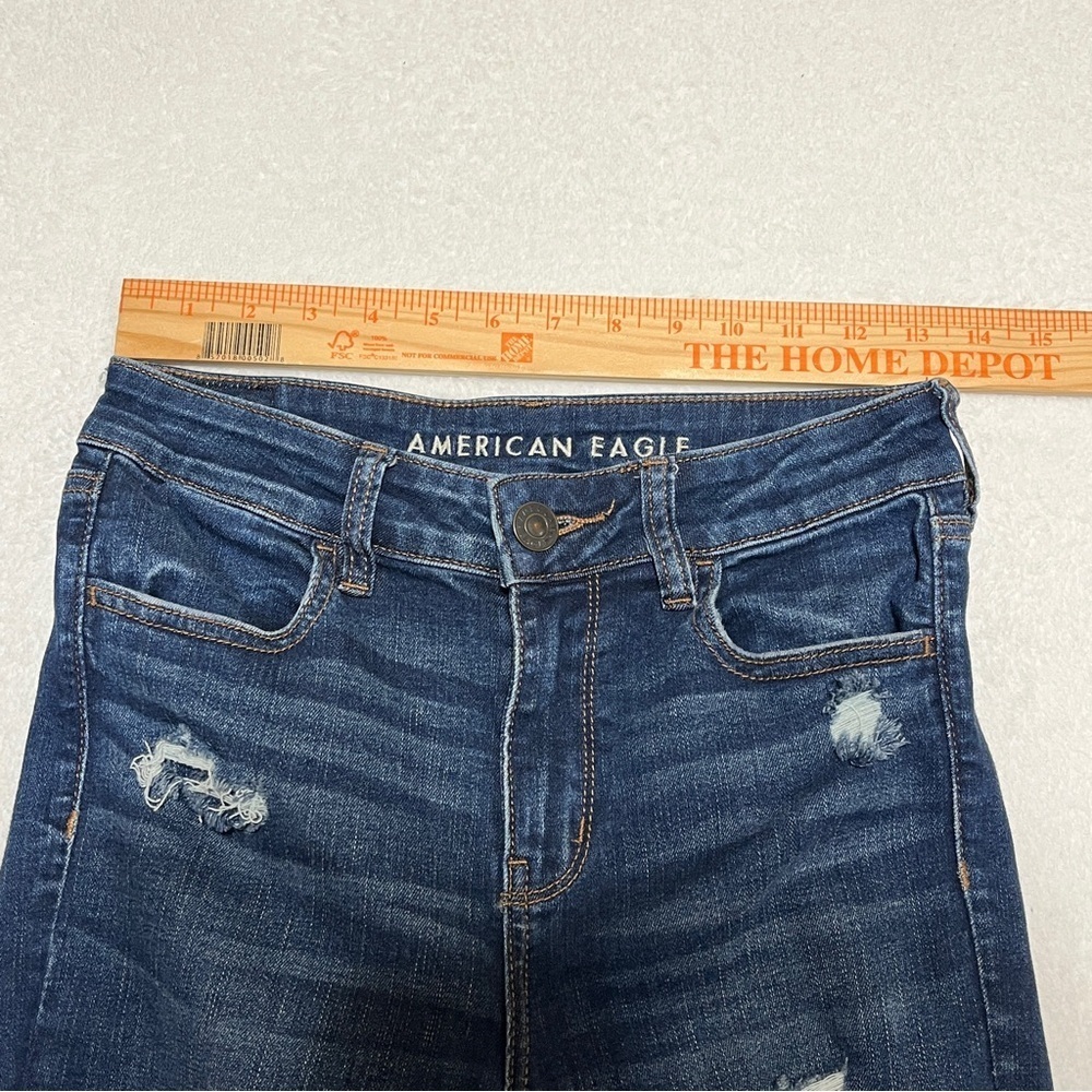 American Eagle Next Level Stretch Hi-Rise Jeggings Distressed Blue 4S - Picture 13 of 15